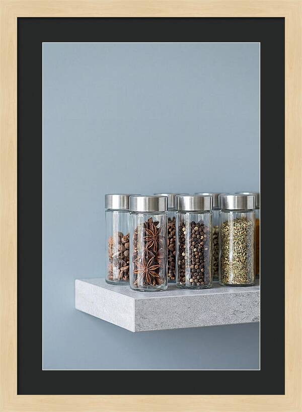 Spice Bottles On Shelf