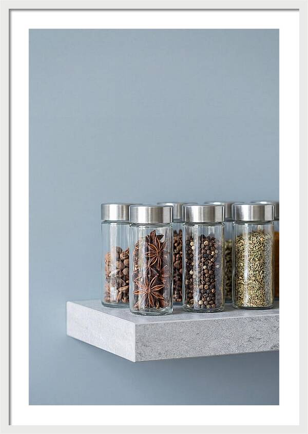 Spice Bottles On Shelf
