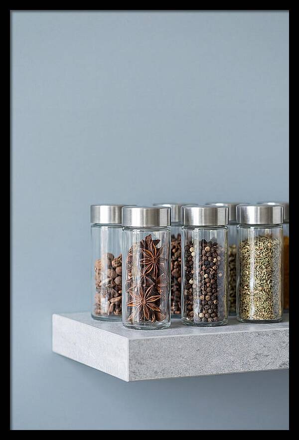 Spice Bottles On Shelf