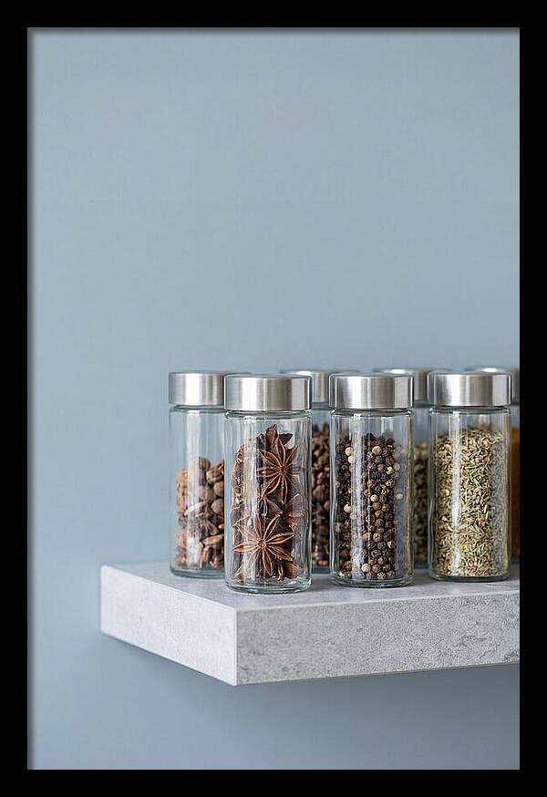 Spice Bottles On Shelf