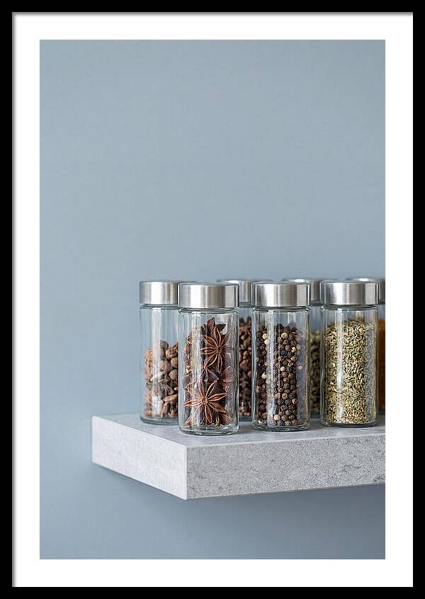 Spice Bottles On Shelf