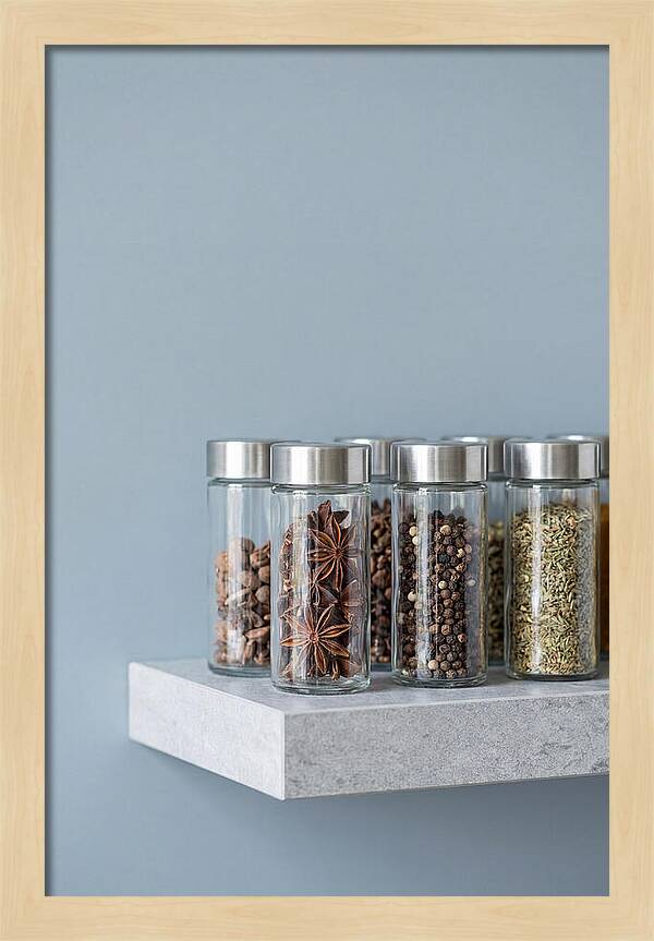 Spice Bottles On Shelf