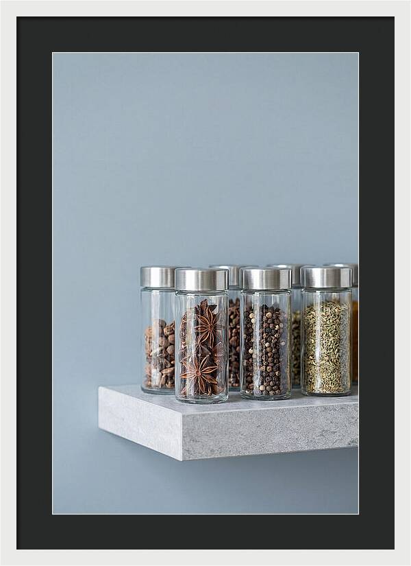 Spice Bottles On Shelf