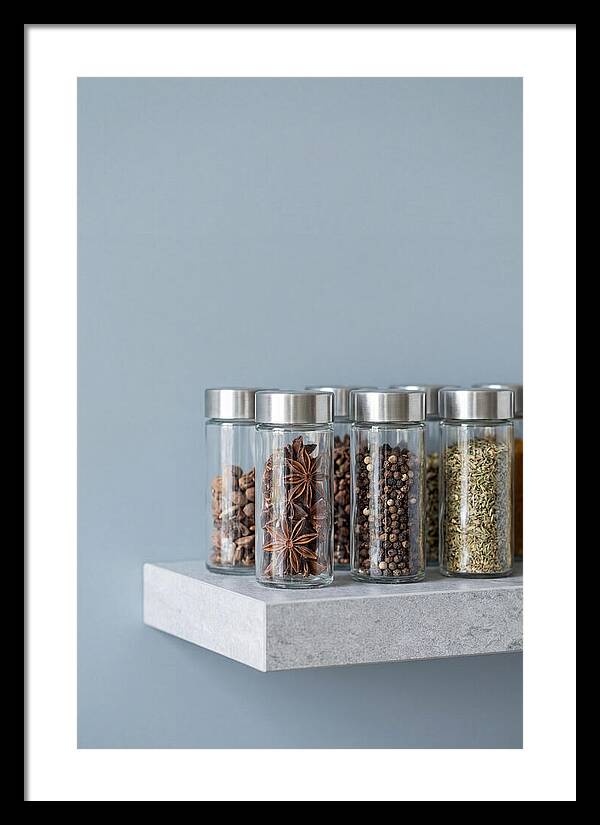 Spice Bottles On Shelf