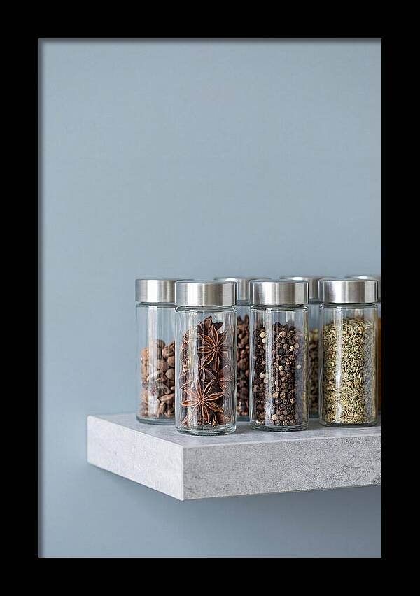 Spice Bottles On Shelf