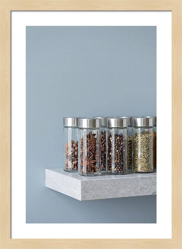 Spice Bottles On Shelf