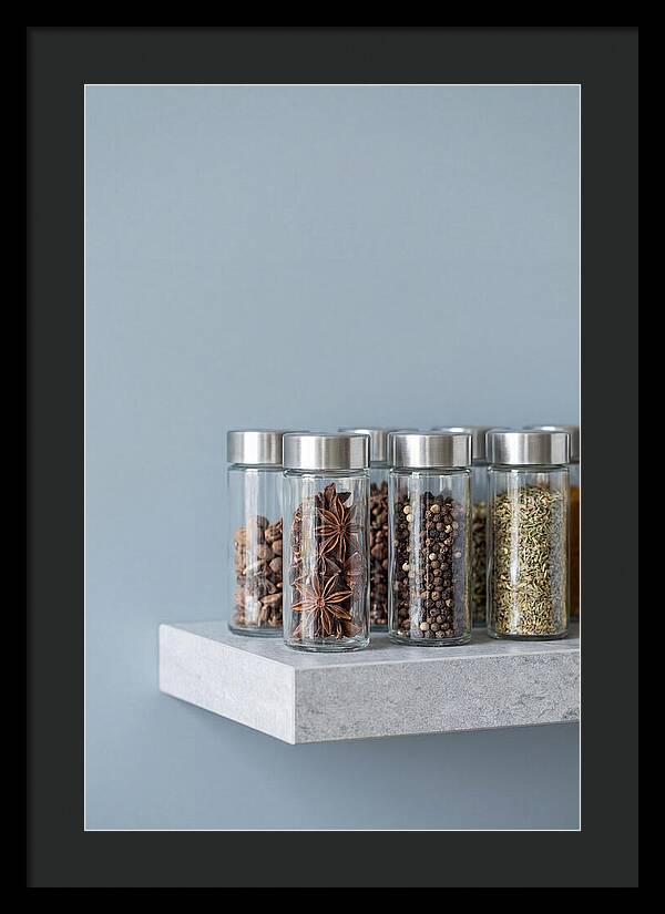 Spice Bottles On Shelf