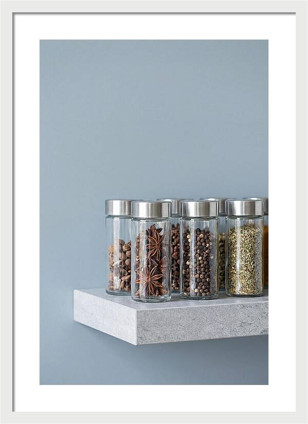 Spice Bottles On Shelf