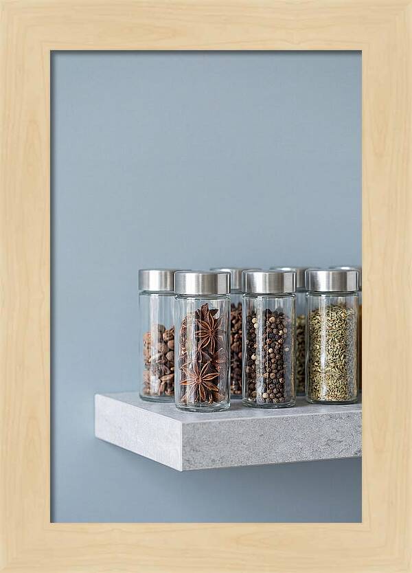 Spice Bottles On Shelf