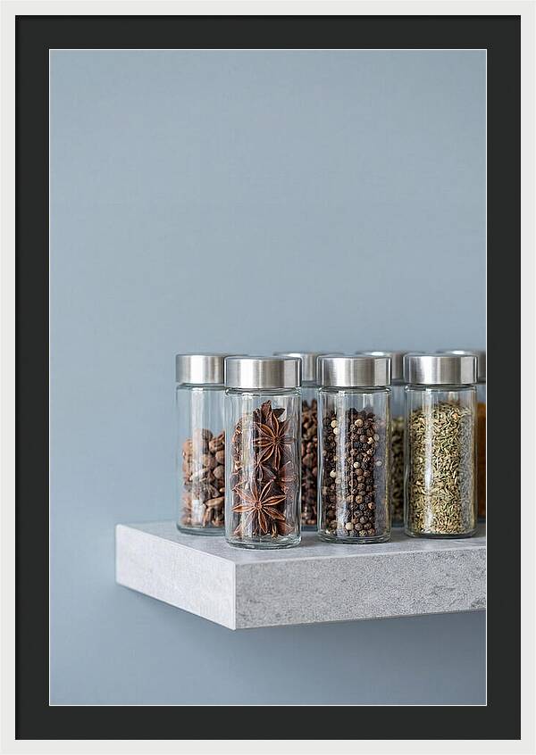 Spice Bottles On Shelf