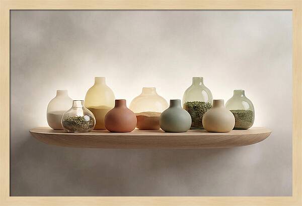 Spice Bottles On Shelf