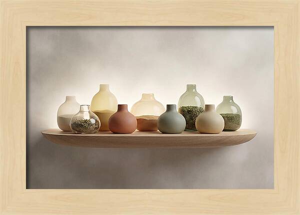 Spice Bottles On Shelf