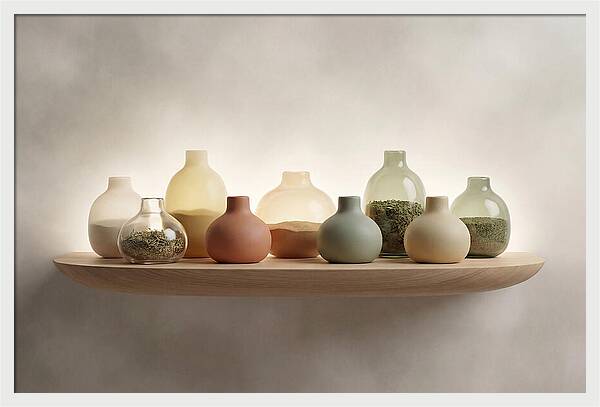 Spice Bottles On Shelf