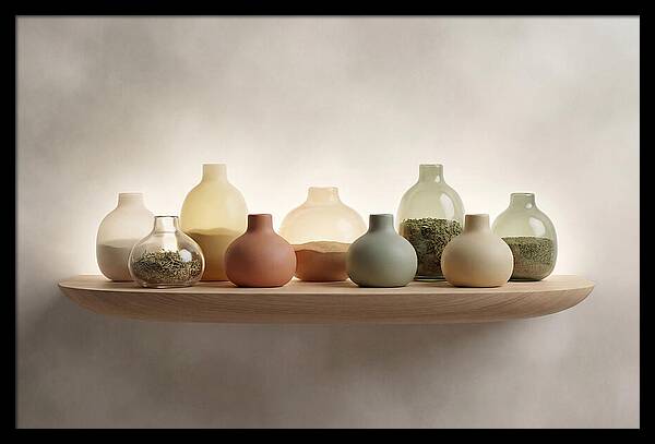 Spice Bottles On Shelf
