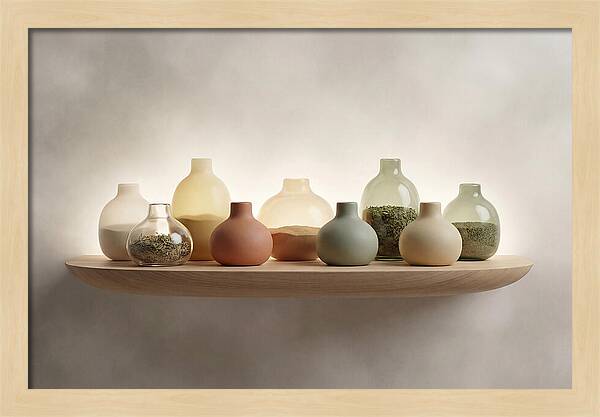 Spice Bottles On Shelf