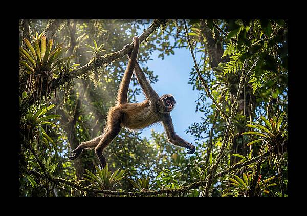 Spider Monkey Swinging Through Trees