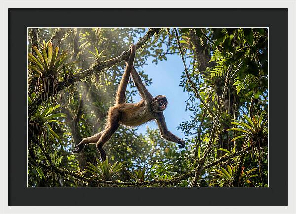 Spider Monkey Swinging Through Trees
