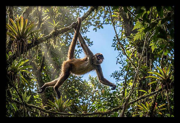 Spider Monkey Swinging Through Trees