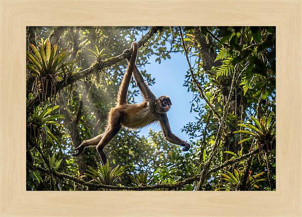 Spider Monkey Swinging Through Trees