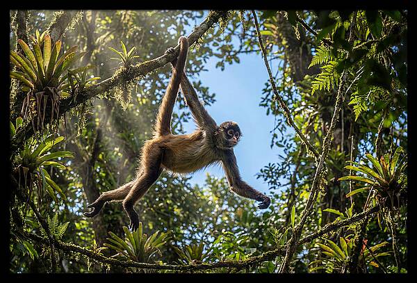 Spider Monkey Swinging Through Trees