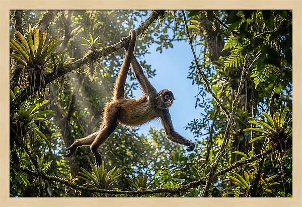 Spider Monkey Swinging Through Trees
