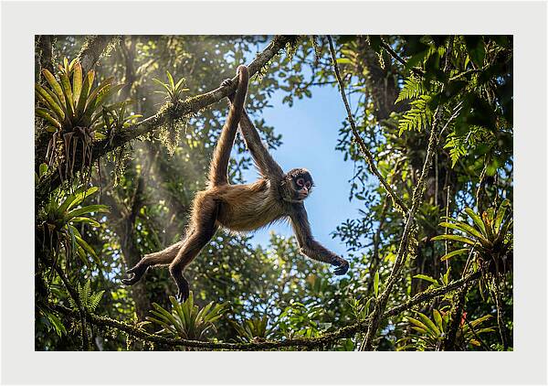 Spider Monkey Swinging Through Trees