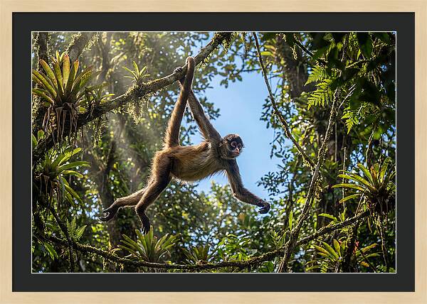 Spider Monkey Swinging Through Trees