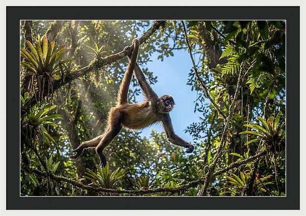 Spider Monkey Swinging Through Trees