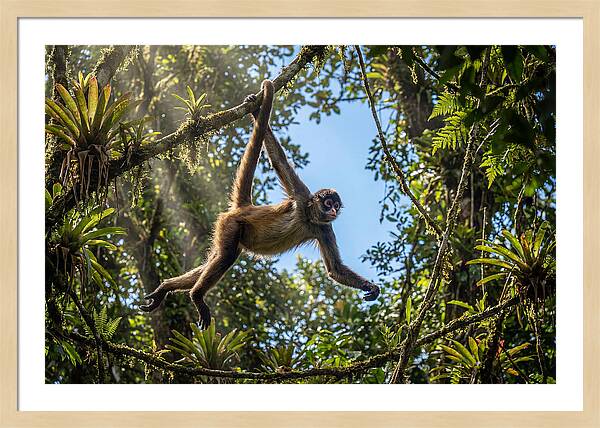 Spider Monkey Swinging Through Trees