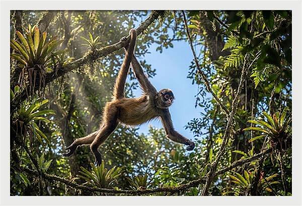 Spider Monkey Swinging Through Trees