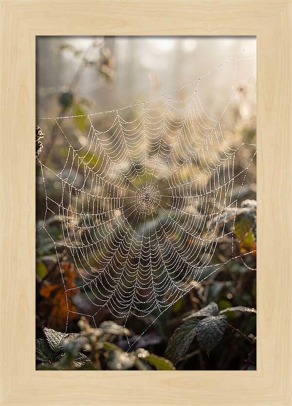Spider Web Glimmering In Morning Light