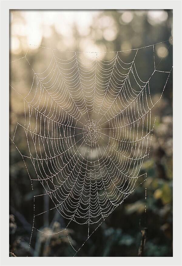 Spider Web Glimmering In Morning Light