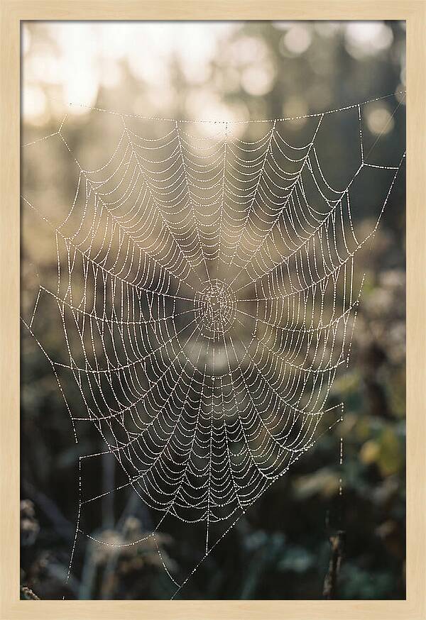 Spider Web Glimmering In Morning Light