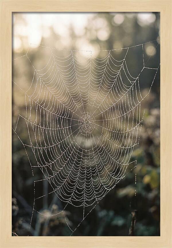 Spider Web Glimmering In Morning Light