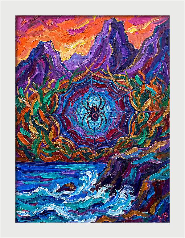 Spider Web In Vibrant Landscape