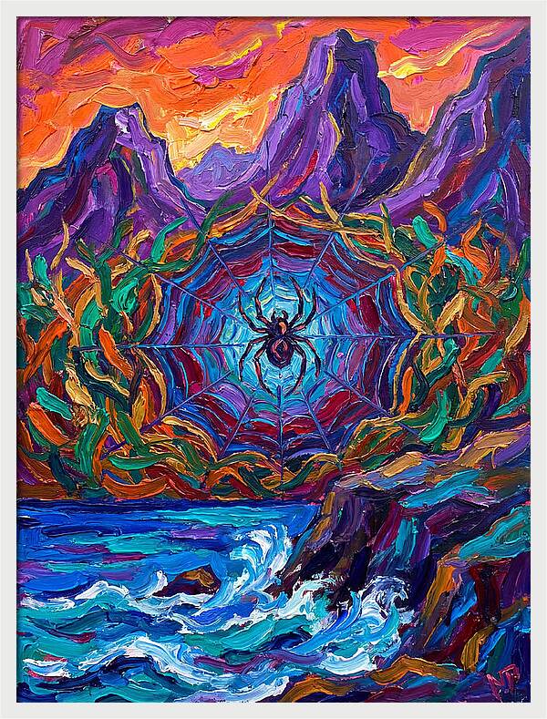 Spider Web In Vibrant Landscape