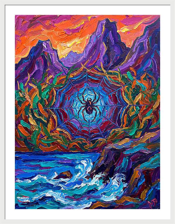 Spider Web In Vibrant Landscape