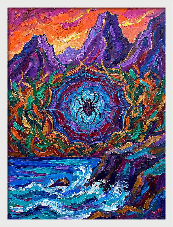 Spider Web In Vibrant Landscape