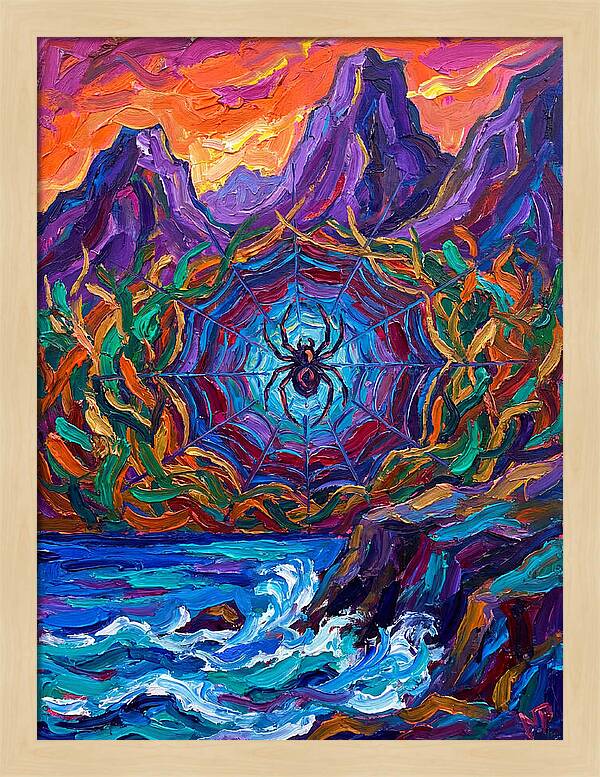 Spider Web In Vibrant Landscape