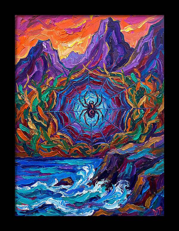 Spider Web In Vibrant Landscape