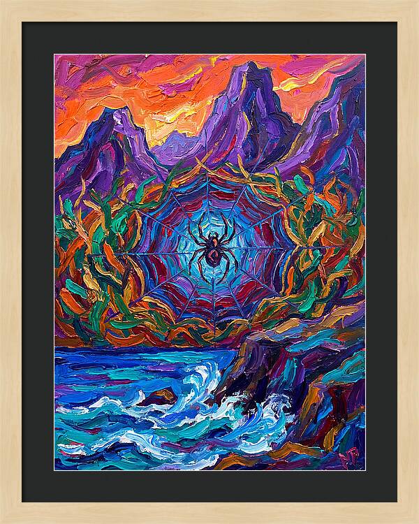 Spider Web In Vibrant Landscape