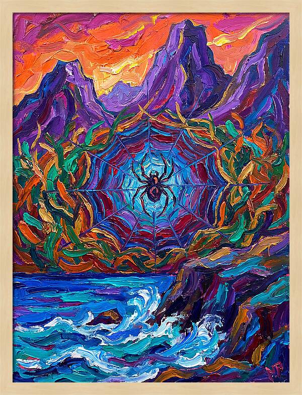 Spider Web In Vibrant Landscape