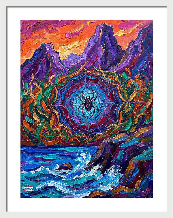 Spider Web In Vibrant Landscape