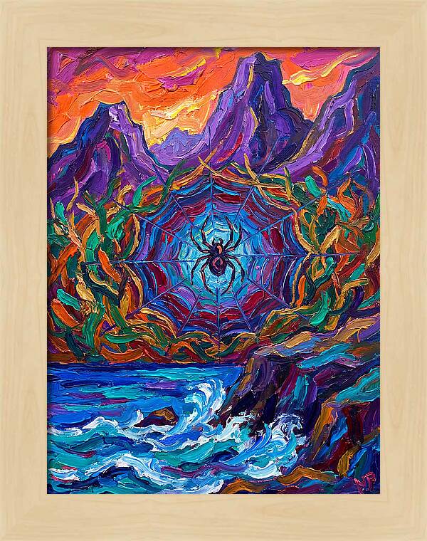 Spider Web In Vibrant Landscape
