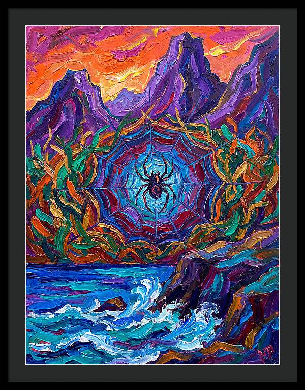 Spider Web In Vibrant Landscape