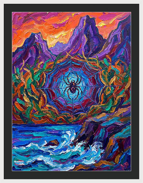 Spider Web In Vibrant Landscape