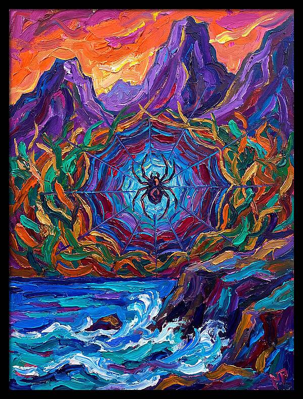 Spider Web In Vibrant Landscape