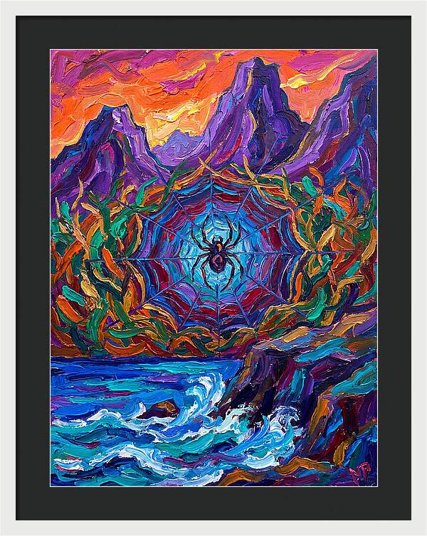 Spider Web In Vibrant Landscape