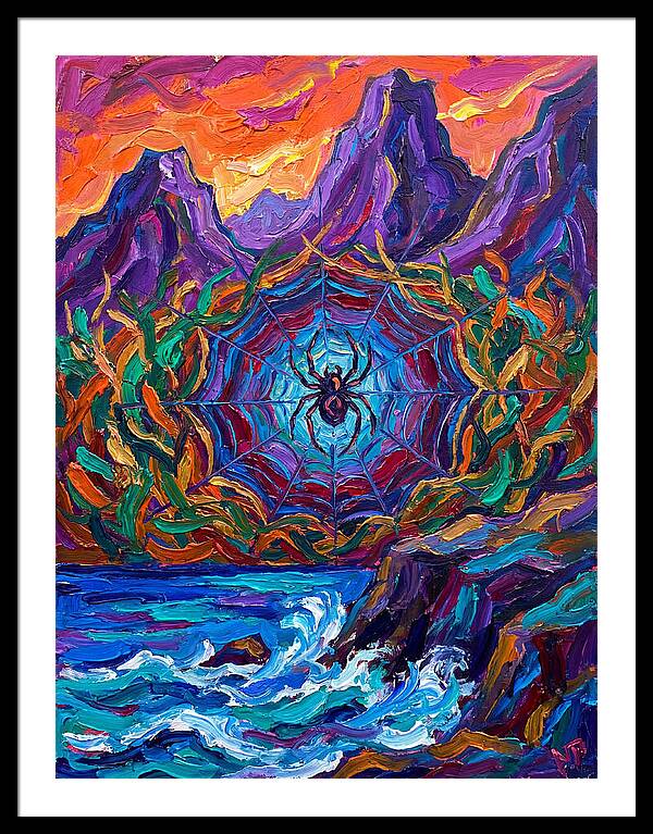Spider Web In Vibrant Landscape