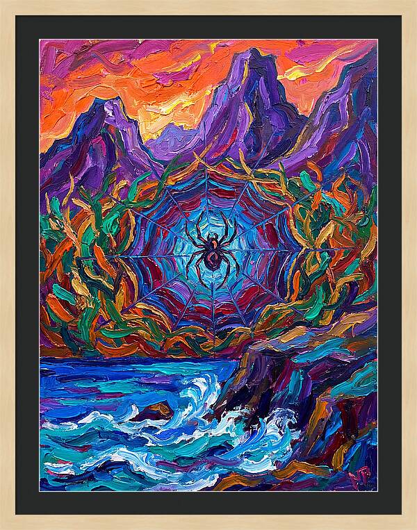 Spider Web In Vibrant Landscape